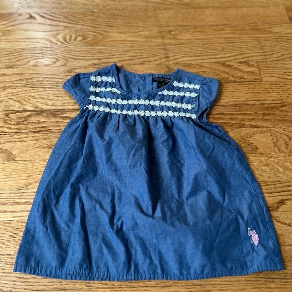 ๐ญ6/$30 US Polo Association Chambray Flower Girlโs Top - 4